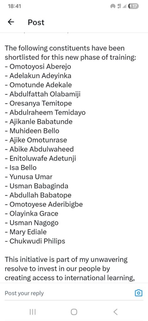 This is another training list 19 Yoruba vs 1 Igbo